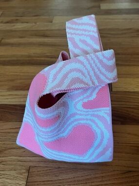 Pink and White Knit Handbag
